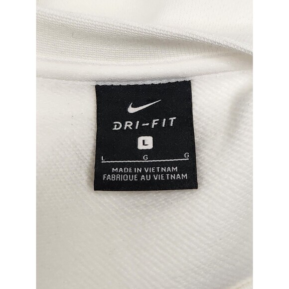 Nike Sweatshirt Men's L White Dri-Fit "Just Do It" Arm Spell Out Crew Pockets - Picture 6 of 8